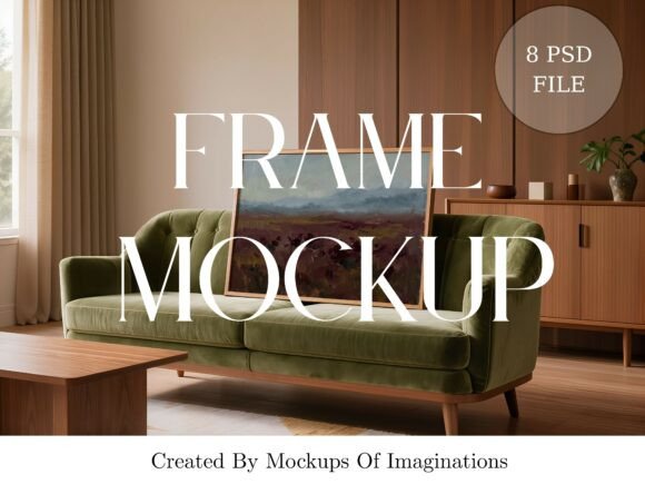 Download Green Sofa &amp; Wood Frame Mockup Bundle - Wood frame mockup Collection