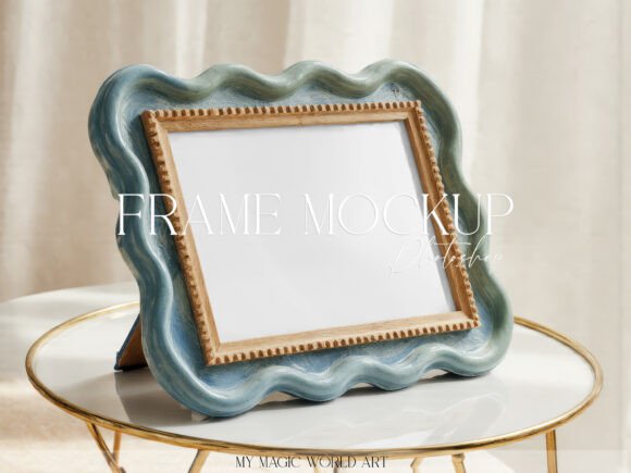 Download Blue Wavy Ceramic Frame Mockup Art Print - Mockup art Collection