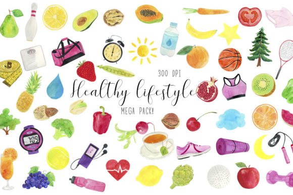 Download Watercolor Healthy Lifestyle Clipart - Lifestyle clipart Collection