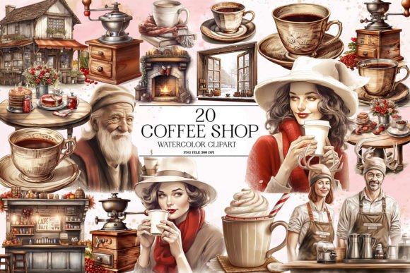 Download Vintage Christmas Coffee Shop Clipart - Coffee shop clipart Collection