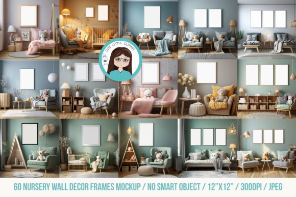 Download 60 Wall Art Frames Nursery Mockup - Premium Resources
