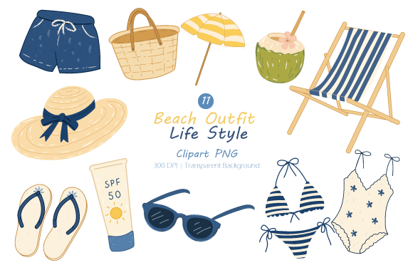Download Summer Beach Outfit &amp; Lifestyle Clipart - Lifestyle clipart Collection