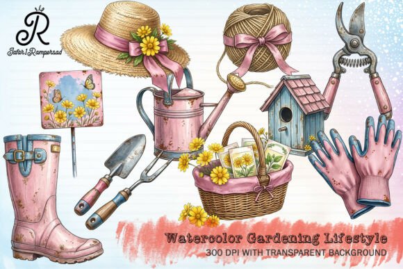Download Watercolor Gardening Lifestyle Clipart - Lifestyle clipart Collection