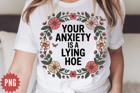 Download Anxiety Quote Floral Wreath PNG Design - Premium Resources
