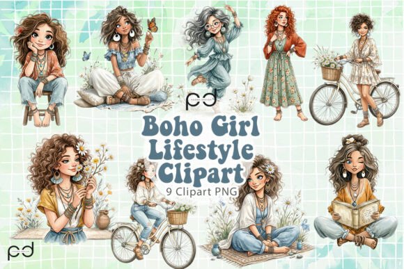 Download Boho Girl Lifestyle Clipart Graphics - Lifestyle clipart Collection