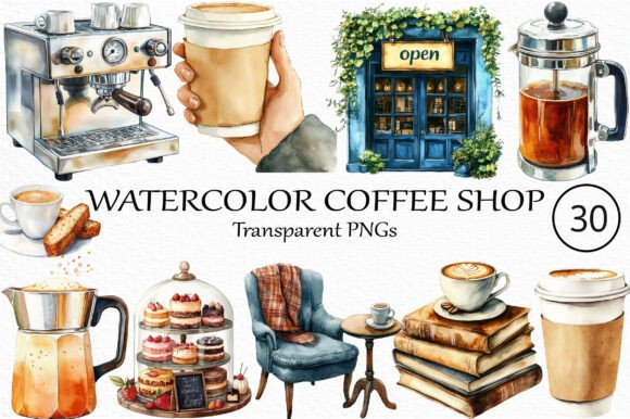 Download Watercolor Coffee Shop Clipart - Coffee shop clipart Collection