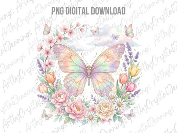 Download Pastel Butterfly Floral Wreath PNG - Floral wreath png Collection
